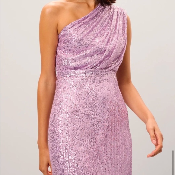 Mac Duggal purple Sequined Ruched One Shoulder Gown - Picture 1 of 10